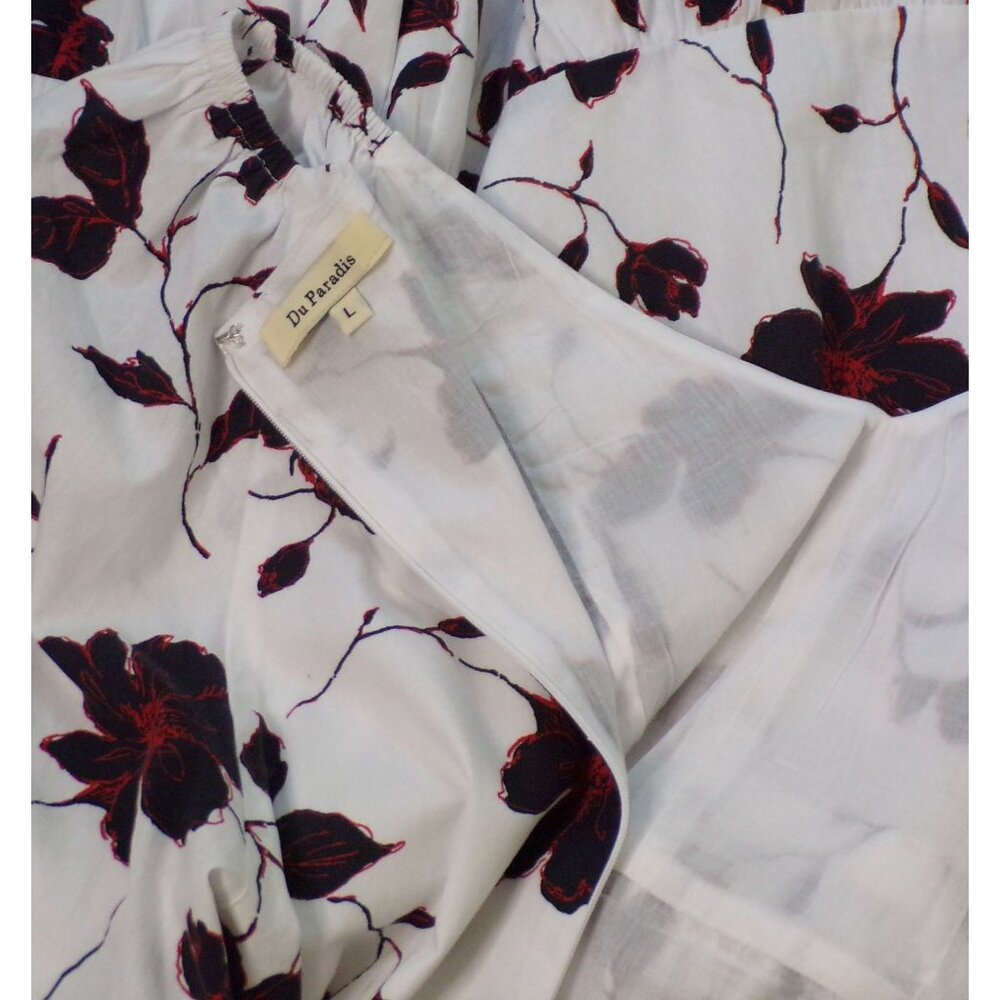 🆕DU PARADIS Floral Cotton Puff Sleeve Mini Dress Large - Picture 8 of 8